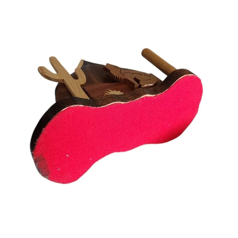 Vintage Hand-carved Wooden Napkin Towel Holder Wolf Wolves Cactus Cabin Hunting